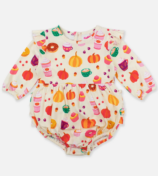 Baby Girls Fall Treats Knit Long Sleeve Flutter Bubble Romper