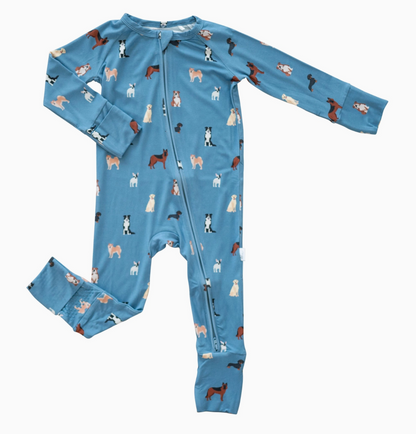 Bamboo 2-Way Convertible Zip Romper | Blue Dog