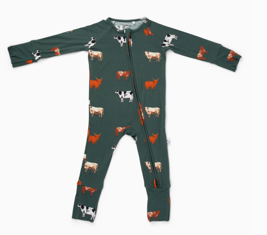 Bamboo 2-Way Convertible Zip Romper | Green Cow