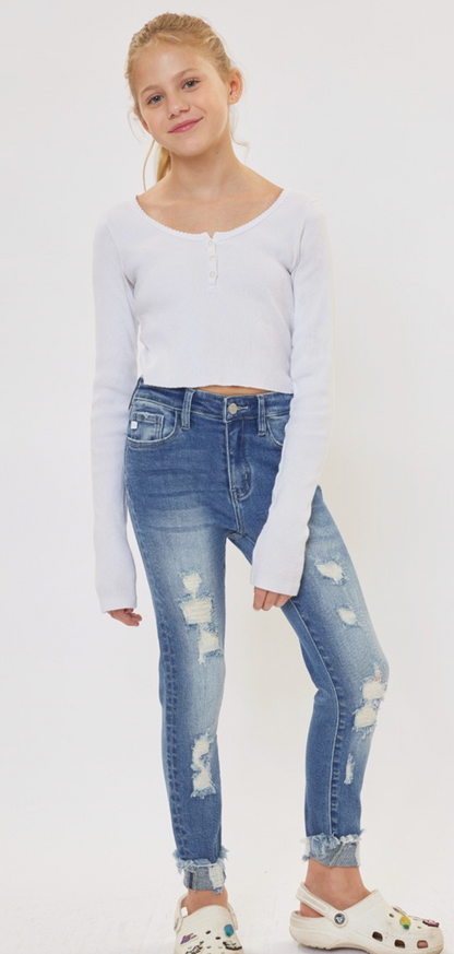 Girl Kids Open Pack High Rise Ankle Skinny