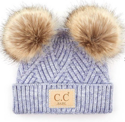 C.C Diagonal Tripes Pattern Baby Beanie