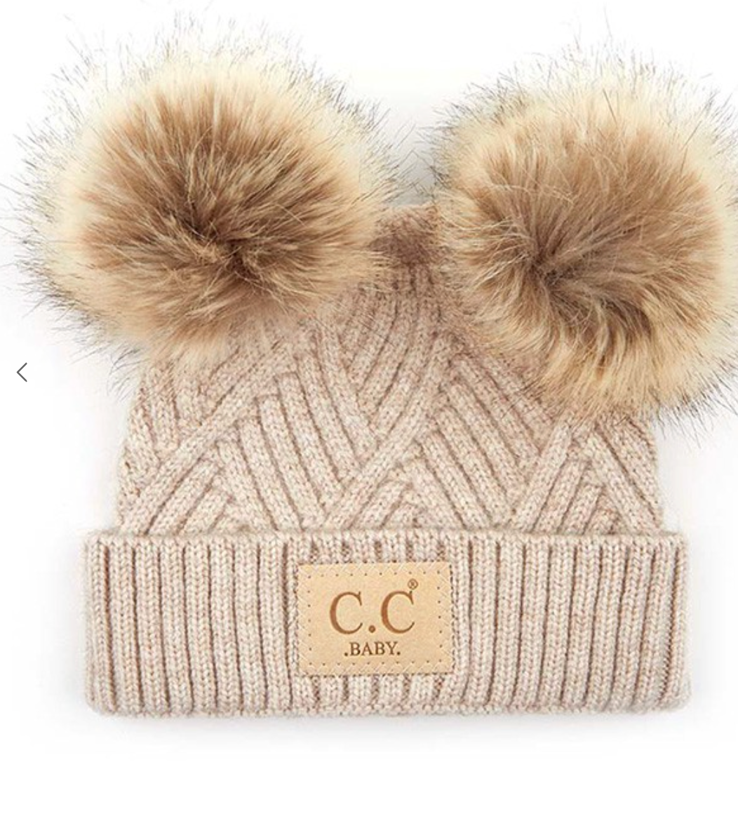 C.C Diagonal Tripes Pattern Baby Beanie
