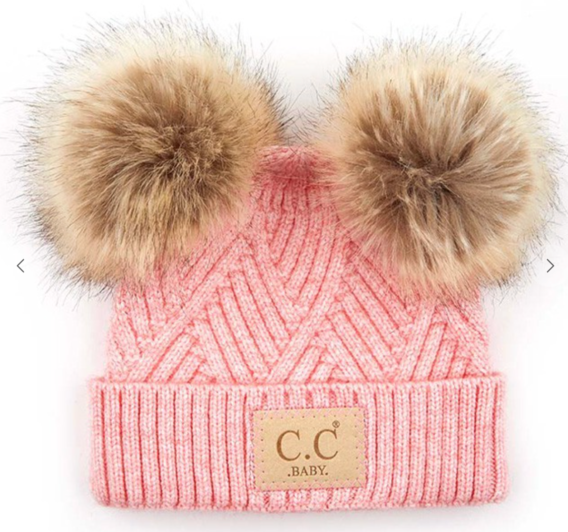 C.C Diagonal Tripes Pattern Baby Beanie