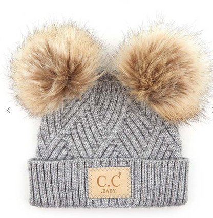 C.C Diagonal Tripes Pattern Baby Beanie