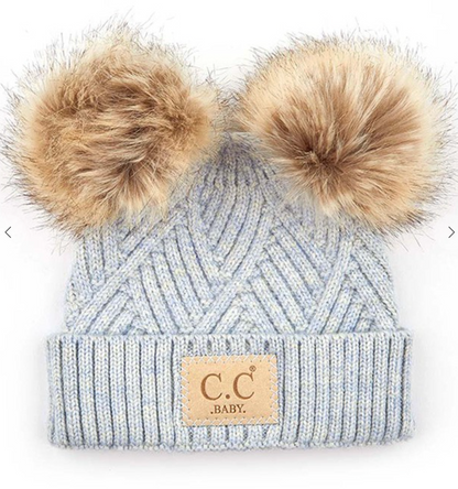 C.C Diagonal Tripes Pattern Baby Beanie