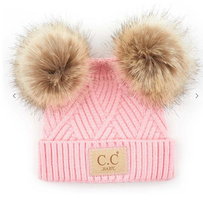 C.C Diagonal Tripes Pattern Baby Beanie