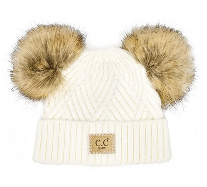 C.C Diagonal Tripes Pattern Baby Beanie