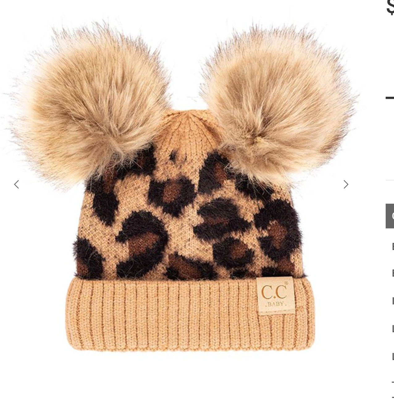 C.C Leopard Double Pom Baby Beanie