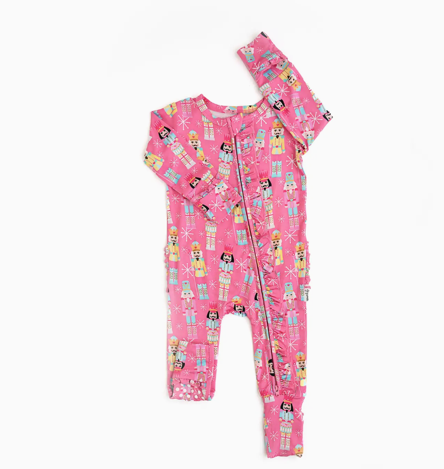 Nadia Nutcrackers Ruffle Zip Christmas Bamboo Sleeper