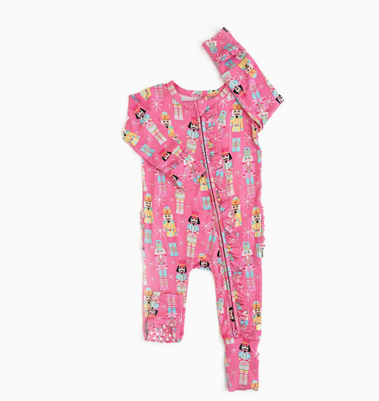 Nadia Nutcrackers Ruffle Zip Christmas Bamboo Sleeper