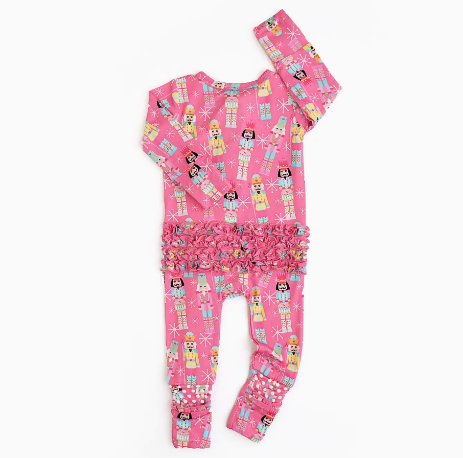Nadia Nutcrackers Ruffle Zip Christmas Bamboo Sleeper