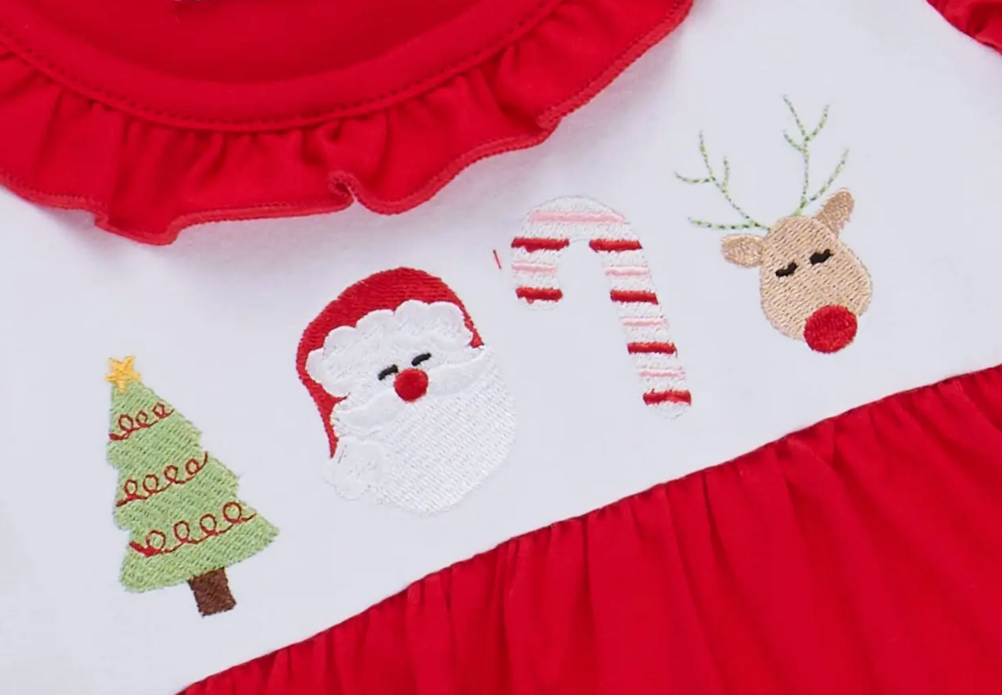 Holiday Embroidered Ruffle Bubble