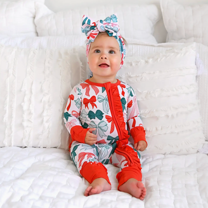 Belle Bows Ruffle Zip Christmas Bamboo Sleeper