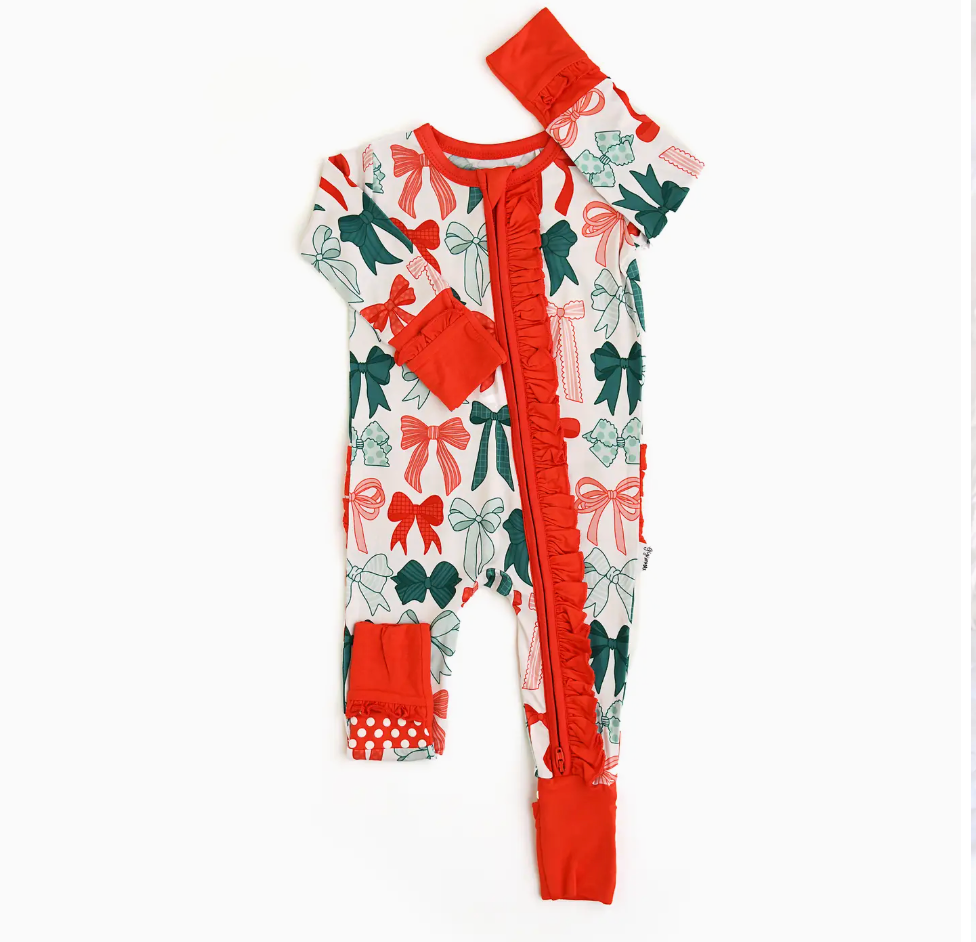 Belle Bows Ruffle Zip Christmas Bamboo Sleeper